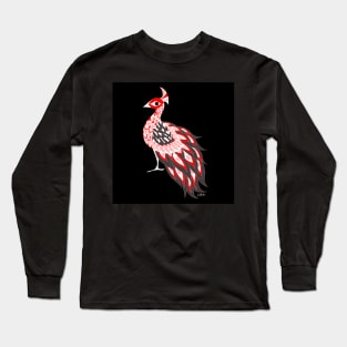 red crimson royal peacock in crown art ecopop Long Sleeve T-Shirt